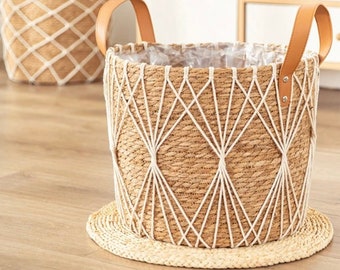 Rattan Storage Basket Living Room, Flower Pot, Home Decor Perfect For Storage, Organiser Long Lasting Very Durable