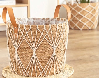 Rotan opbergmand woonkamer, bloempot, woondecoratie perfect voor opslag, organisator langdurig zeer duurzaam