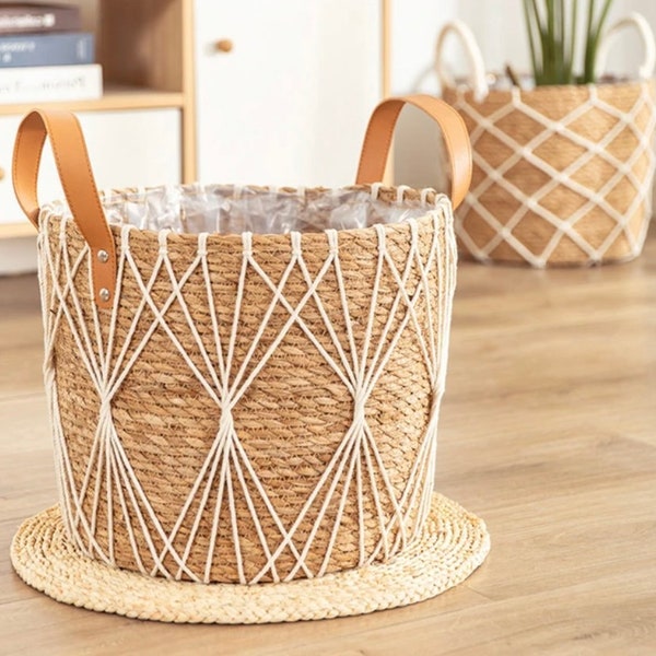 Rattan Storage Basket Living Room, Flower Pot, Home Decor Perfect For Storage, Organiser Long Lasting Very Durable