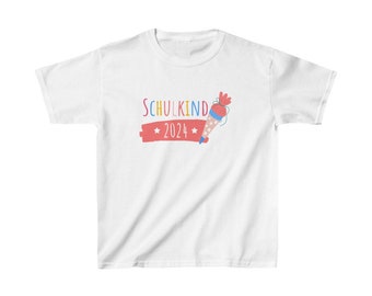 Schulkind T-Shirt zur Einschulung mit Jahreszahl in vielen verschiedenen Farben für das Schulkind 2024