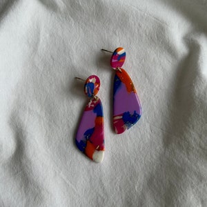 Boucles d'oreilles en argile polymère faites à la main Multicolore