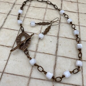 Luna Moonstone and Leaf Toggle Necklace and Earrings Free Shipping image 4