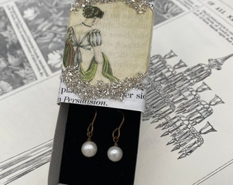 Jane Austen Matchbox Earrings Classic Pearl Version Matchbox Giftbox Free Shipping