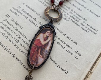 Pre-Raphaelite Waterhouse Thisbe Garnet Stone Necklace Free Shipping