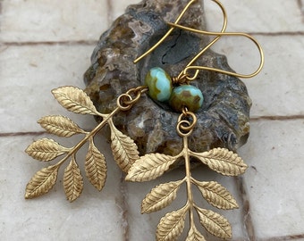 Golden Leaf Statement Earrings Free Shipping