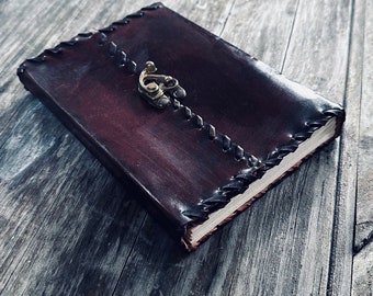 Handmade Brown Goat Leather Journal: Brass Buckle Travel Notebook