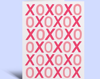 Kisses & Hugs Greeting Card - Pink XOXO Love Card