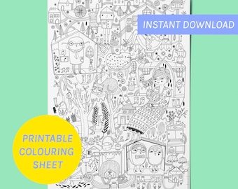 Hand-Drawn Mindfulness Colouring Sheet | Detailed Illustration (PDF + JPG) | Instant Download
