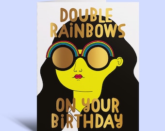 Double Rainbows On Your Birthday - Greeting Card