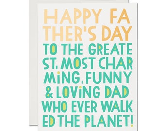 Most Charming Dad - Greeting Card | Father's Day, Type Design, Hand Lettering, Gold Foil