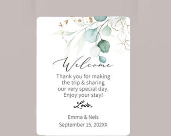 Welcome Bag Stickers, Greenery Frame Labels for Wedding Favor Bags