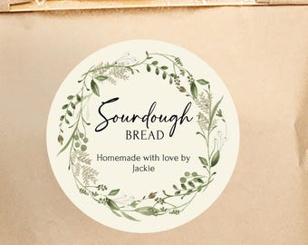 3.5" Sticker for Sourdough Bread with Green Wreath