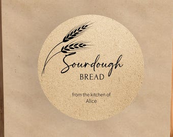 3.5" Sourdough Bread Label, Stickers for Freshly Made Bread