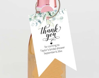 Thank You Mini Wine Bottle Tags, Baby Shower Bottle Favor Tags, Bridal Shower Favor Tags, SH1