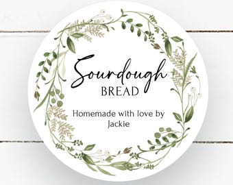 3.5" Sticker for Homemade Sourdough Bread with Green Wreath