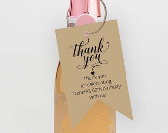 Thank You Mini Champagne Bottle Tags, Baby Shower Bottle Favor Tags, Retirement Mini Wine Bottle Favor Tags, SH1