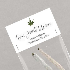 Personalized Our Joint Union Favor Bag Toppers, Marijuana Party Favor Bag Toppers, Cannabis Wedding, MJ1 image 1
