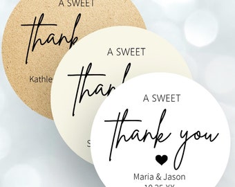 2" A Sweet Thank You Favor Stickers, Round Favor Labels, SB