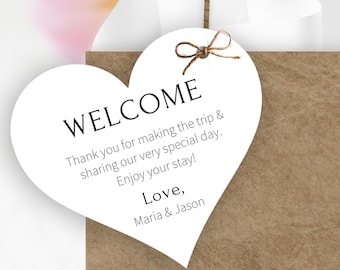 Welcome Bag Tags, Heart Personalized Wedding Welcome Tags for Out of Town Wedding Guests