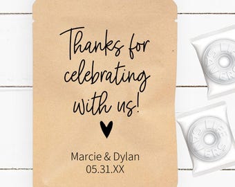 Thanks for Celebrating with Us, Mint Favors for Wedding, Grads, Baptism, Showers