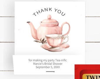 Thank You Tea Party Favors, English Black Tea Bridal Shower Tea Cup Favors, Baby Shower Tea Party, TB1