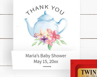 Thank You Tea Party Favors, Personalized Birthday Tea Bag Favors, Baby Shower Favors , TB1