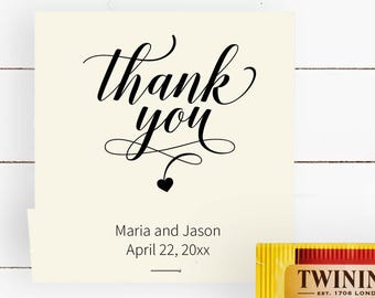 Thank You Bridal Tea Party Favors, Personalized Baby Shower Tea Bag Favors, TB1