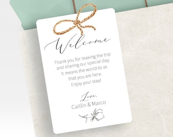 Printed Personalized Favor Tags for Destination Wedding Gift Bags, Welcome Tags for Wedding Guests
