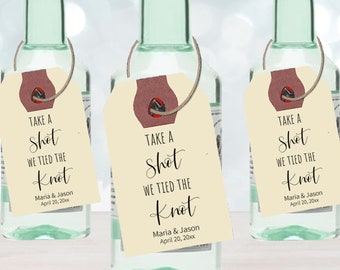 Take a Shot We Tied the Knot Wedding Favor Tags, Personalized Bachelorette Party Tags, Mini Bottle Favor Tags, SH1