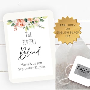 The Perfect Blend Tea Bag Favor, Floral Wedding Favor Tea Gift, Bridal Tea Party Favor