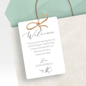Printed Personalized Favor Tags for Destination Wedding Gift Bags, Welcome Tags for Wedding Guests