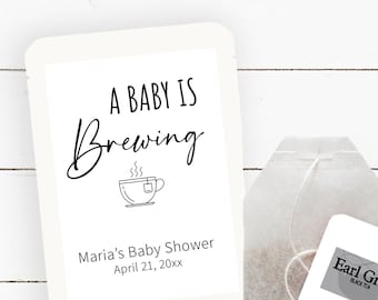Baby Shower Tea Bag Favor, A Baby is Brewing Tea Favor, Baby Tea Party Favor
