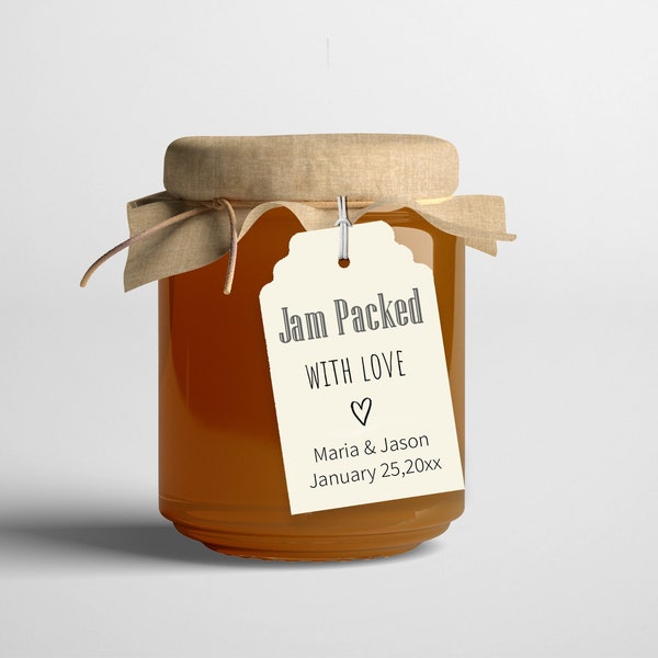 Jam Packed with Love Favor Tags, Homemade Jelly Favor Tags