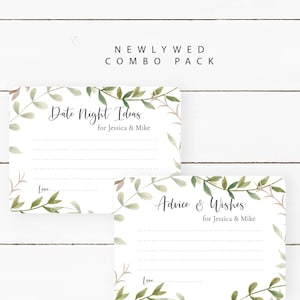 Wedding Shower Game Cards, Newlywed Advice and Wishes Cards, Bridal Shower Date Night Ideas Card, GL1