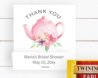 Thank You Tea Party Favors, Personalized Bridal Shower Tea Bag Favors, Baby Shower Favors , TB1