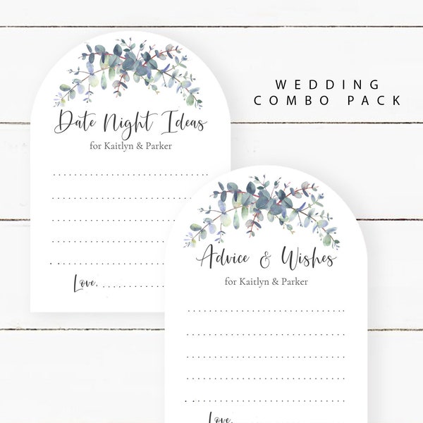 Wedding Reception Wish Cards, Newlywed Advice Cards, Bridal Shower Date Night Ideas Card