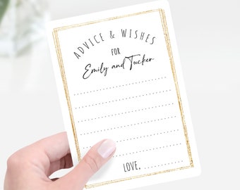 PRINTED Advice and Wishes for the Bride and Groom, Personalized New Parents Wish Cards