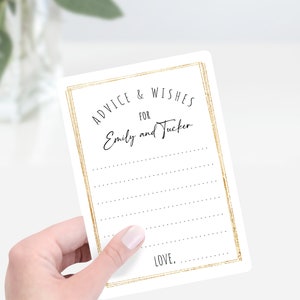 PRINTED Advice and Wishes for the Bride and Groom, Personalized New Parents Wish Cards