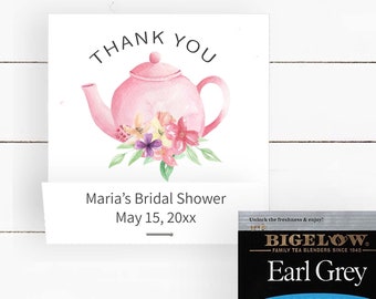 Thank You Tea Party Favors, Personalized Bridal Shower Tea Bag Favors, Baby Shower Favors , TB1