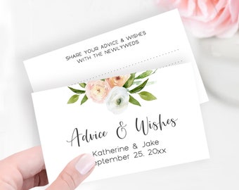 Invitation Insert  Advice and Wishes Cards for the Newlyweds, Personalized Spring Wedding Game Cards, SP1