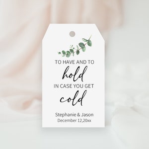 Wedding Favor Tags for Beach Wedding, To Have and To Hold in Case You Get Cold, Blanket Favor Tags, Pashmina, Shawl Favor Tags, EU1