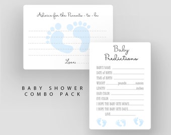 Baby Shower Game Card Bundle, Prediction Cards, Advice for the Parents To Be, Baby Shower Advice Footprint Cards, F01