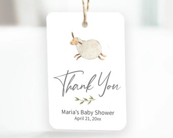 Baby Lamb Favor Tags, Baby Shower Thank You Favor Tags, Personalized Sheep Shower Tags for New Mom