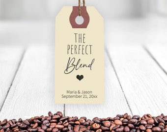 Perfect Blend Wedding Favor Tags, Personalized Manila Coffee Tags, Tea Favor Tags