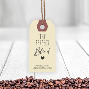 Perfect Blend Wedding Favor Tags, Personalized Manila Coffee Tags, Tea Favor Tags