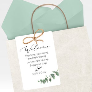Geometric Wedding Welcome Template Wedding Hotel Welcome Note INSTANT DOWNLOAD Editable Eucalyptus Wedding Welcome Labels WB105