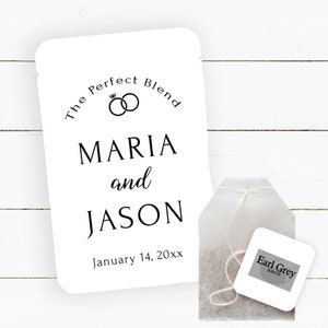 The Perfect Blend Tea Bag Favor, Wedding Couple Favor Tea Gift, Bridal Shower Tea Party Favor