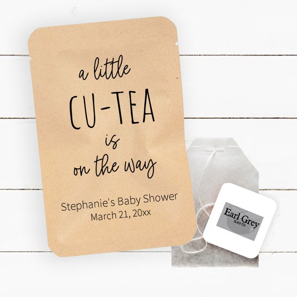 A Little Cu-Tea is on the Way Tea Bag Favor, Baby Shower Tea Party Favor