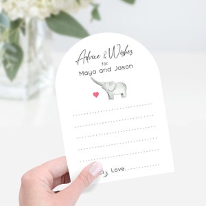 PRINTED Personalized Advice and Wish Cards, Elephant Advice Cards for New Parents, Mom to be, Baby Shower Advice Cards