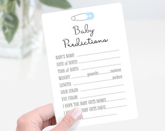 Games Cards for Baby Shower, Prediction Cards, D01